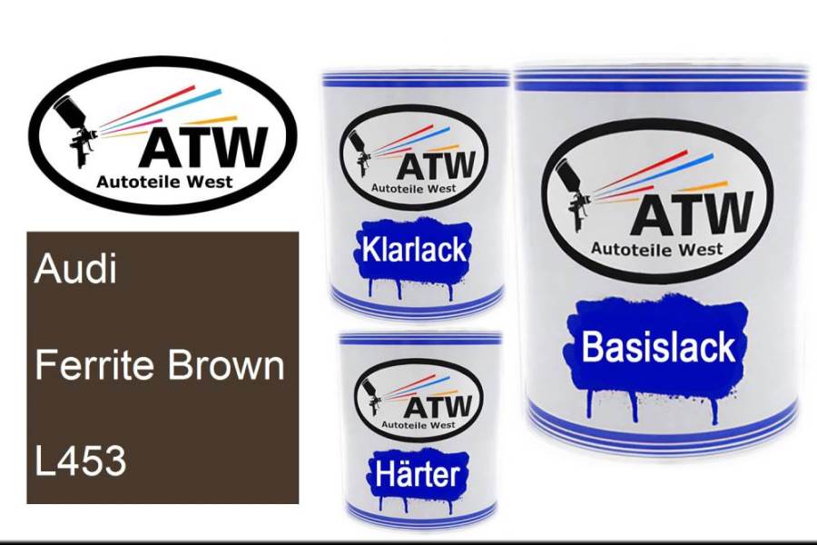 Audi, Ferrite Brown, L453: 1L Lackdose + 1L Klarlack + 500ml Härter - Set, von ATW Autoteile West.